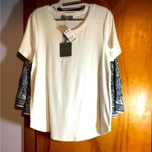 Cream slub short sleeve top